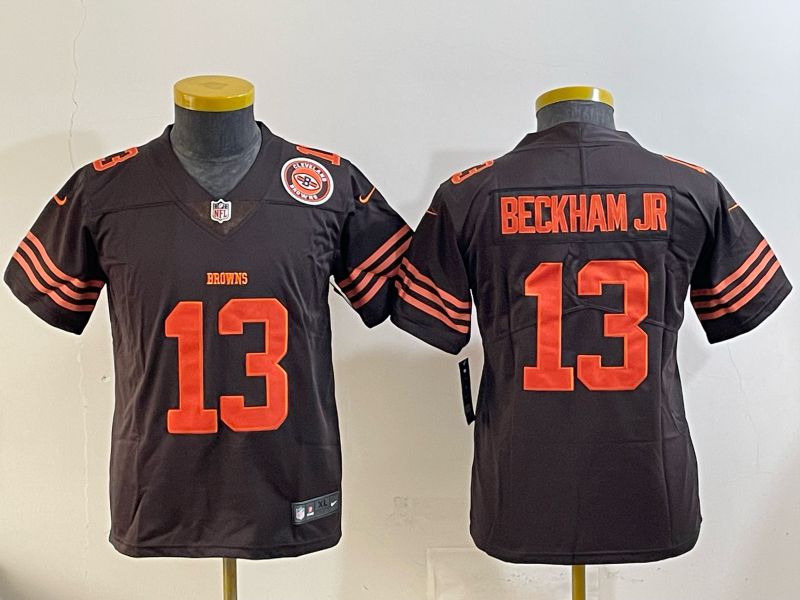Youth 2025 Nike Cleveland Browns #13 Beckham jr brown Retro Limited NFL Jersey style 03